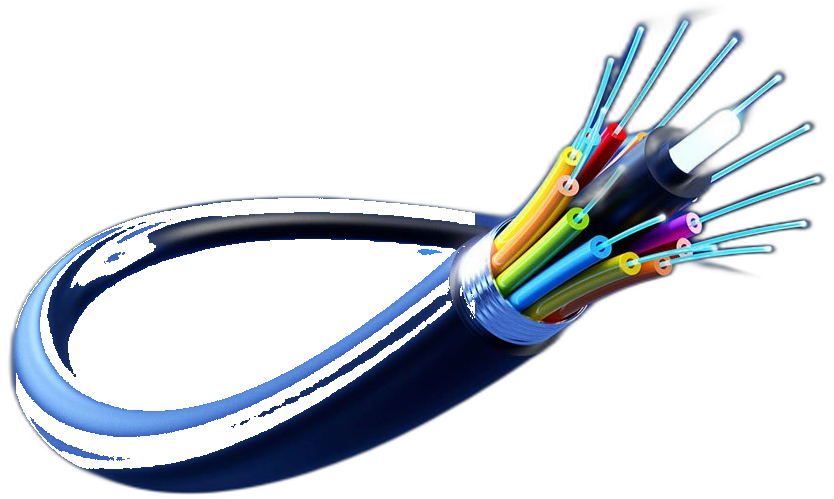 Cabo de fibra óptica com fibras coloridas expostas
